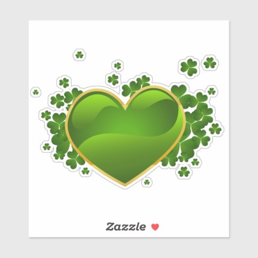Goudgetrimd hart met Shamrocks Sticker (Vel)