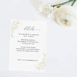 Goudgevoerde bloemdetails informatiekaartje<br><div class="desc">Voeg extra informatie toe voor uw gasten met uw detailkaart Gold Lined Floral Details Enclosure Kaart. Met goudkleurige handgetekende bloemblaadjes.</div>
