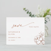 Goudgevoerde Bloemen Wit & Save the Date Folie Uitnodiging (Staand Voorkant)