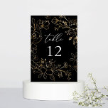 Goudgevoerde bloemetafelnummer - Zwart Kaart<br><div class="desc">Kleed je bruiloft- of feesttafels aan met je Gold Lined Floral Black Table Number Kaart. Geweldig voor Black & Gold bruiloften,  zwarte bruiloften,  gouden bruiloften,  zomerbruiloften,  herfstbruiloften en winterbruiloften.</div>
