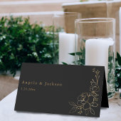 Goudgevoerde Floral White & Gold Place Card - Zwar Plaatskaartje