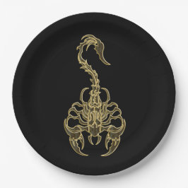 Goudgiftige schorpioen zeer venomeus insect papieren bordje