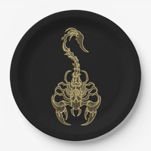 Goudgiftige schorpioen zeer venomeus insect papieren bordje