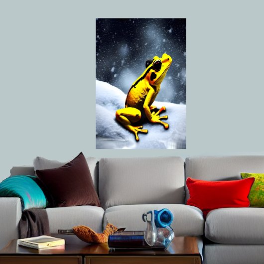 Goudgipskikker en sneeuw | AI Art Poster