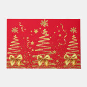 Goudglansmetaal met kerstglans rood deurmat (Voorkant)