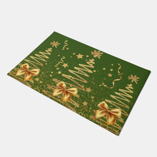 Goudglanzend modern glitterbos traditionele groene deurmat (Schuin)