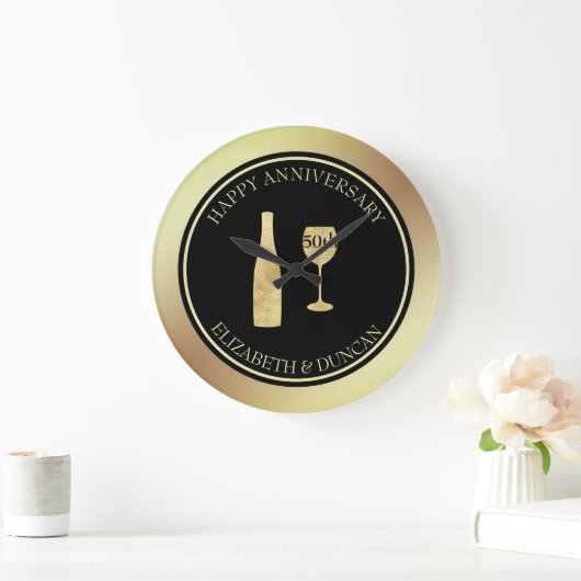 Goudglazen flesje en glas grote klok (Huis)