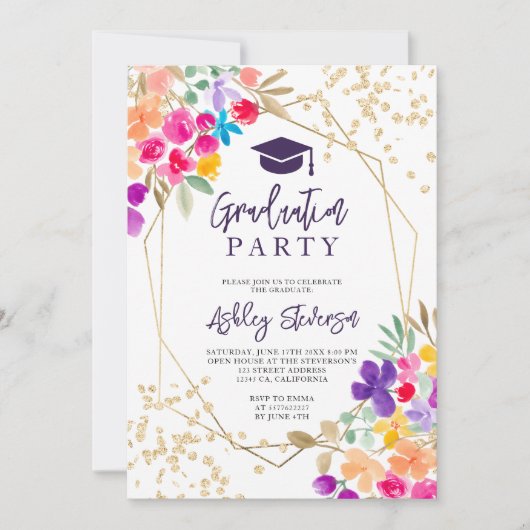 Goudglitter afstuderen voor bloem kaart (Voorkant)