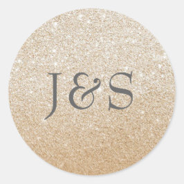 Goudglitter bruiloft gepersonaliseerde initialen s ronde sticker