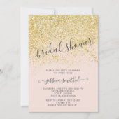 Goudglitter chic blush roze vrijgezellenfeest kaart (Voorkant)