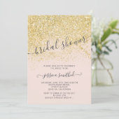 Goudglitter chic blush roze vrijgezellenfeest kaart (Staand voorkant)