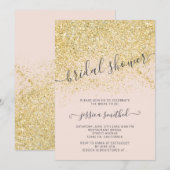 Goudglitter chic blush roze vrijgezellenfeest kaart (Voorkant / Achterkant)