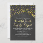 goudglitter confetti chalkboard bruiloft kaart<br><div class="desc">Mooie faux gold glitter confetti bruiloft uitnodiging voor roestrijke  of moderne gouden grijze of gouden zwarte trouwthema's. In dit ontwerp worden geen fysieke glitter- of confetti-stippen gebruikt die op de manier waarop u het op het computerscherm ziet,  worden afgedrukt.</div>