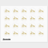 Goudglitter deert gouden kerstmannen ronde sticker (Vel)