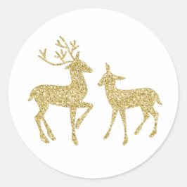 Goudglitter deert gouden kerstmannen ronde sticker