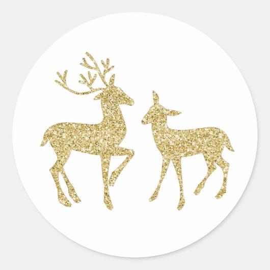 Goudglitter deert gouden kerstmannen ronde sticker (Voorkant)