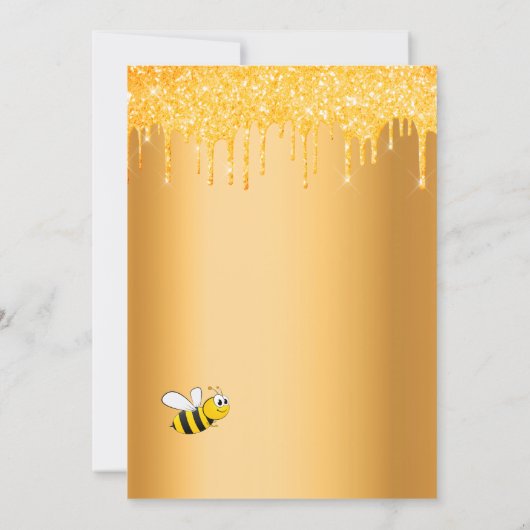 Goudglitter druppelt bruin om vrijgezellenfeest bi kaart (Achterkant)