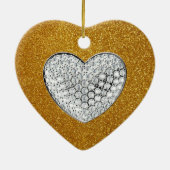 Goudglitter-dun hart keramisch ornament (Achterkant)