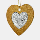 Goudglitter-dun hart keramisch ornament (Links)