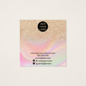 Goudglitter eenhoornmarmer-beddengoed vierkante visitekaartjes (Achterkant)