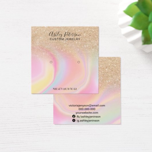 Goudglitter eenhoornmarmer-beddengoed vierkante visitekaartjes (Bureau)