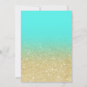 Goudglitter elegant aqua blauwgroen chic Bat Mitzv Kaart (Achterkant)