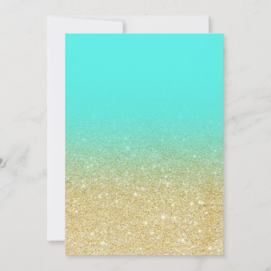 Goudglitter elegant aqua blauwgroen chic Bat Mitzv Kaart (Achterkant)