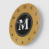Goudglitter en klok in zwarte monogram (Hoek)