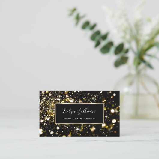 Goudglitter en lichte visitekaartjes (Staand voorkant)