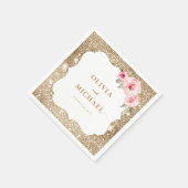 goudglitter en roze bruiloft servet (Hoek)