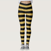 Goudglitter en zwarte strips leggings (Voorkant)