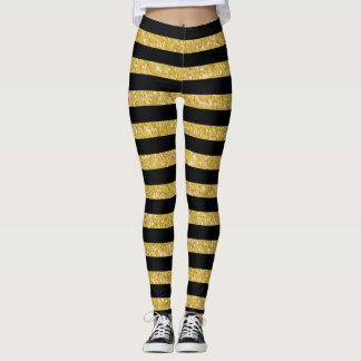 Goudglitter en zwarte strips leggings