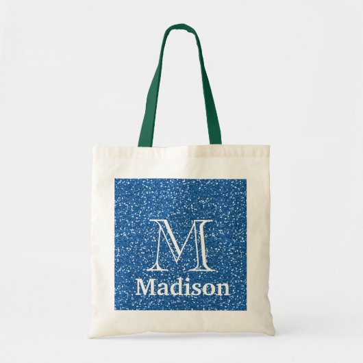 Goudglitter faux gepersonaliseerd monogram tote bag (Voorkant)