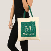 Goudglitter faux gepersonaliseerd monogram tote bag (Voorkant (product))