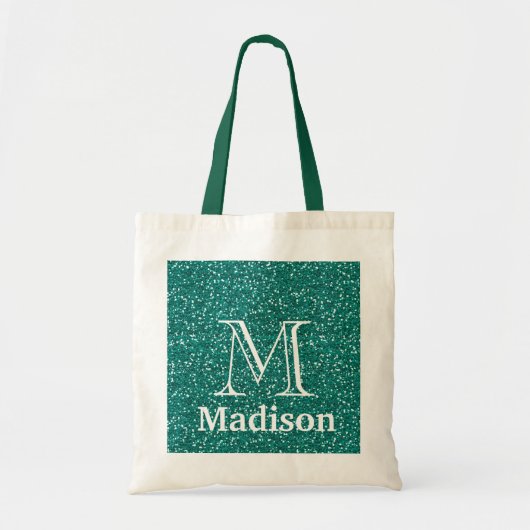 Goudglitter faux gepersonaliseerd monogram tote bag (Voorkant)