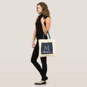 Goudglitter faux gepersonaliseerd monogram tote bag (Voorkant (model))