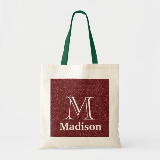 Goudglitter faux gepersonaliseerd monogram tote bag (Voorkant)