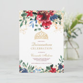 goudglitter foto tiara Quinceañera Kaart (Staand voorkant)