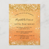 goudglitter glamoureus uitnodiging briefkaart (Voorkant)