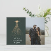 Goudglitter glans, moderne kerstfoto feestdagenkaart (Staand voorkant)