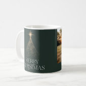 Goudglitter glans, moderne kerstfoto koffiemok (Voorkant links)