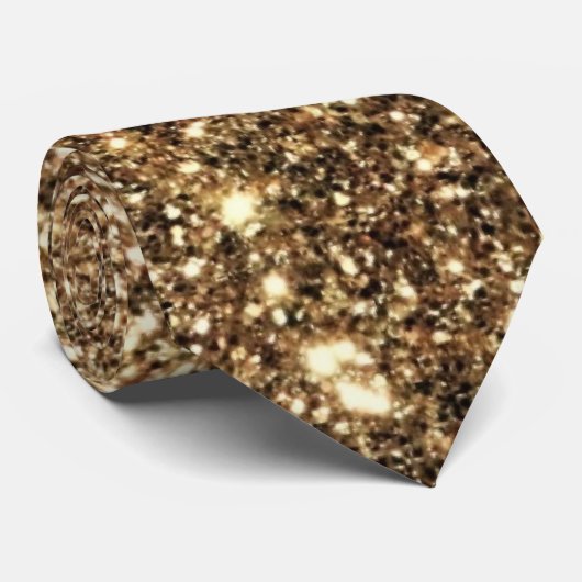 Goudglitter, glanzend en mousserend stropdas (Opgerold)