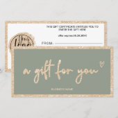Goudglitter groene logo cadeaubon (Voorkant / Achterkant)