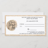Goudglitter groene logo cadeaubon (Achterkant)