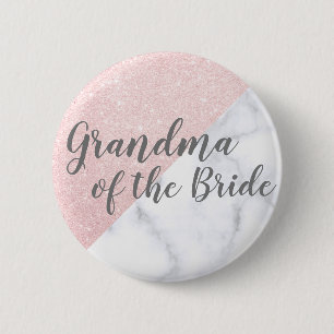 Goudglitter-grootmoeder van roos en marmer ronde button 5,7 cm