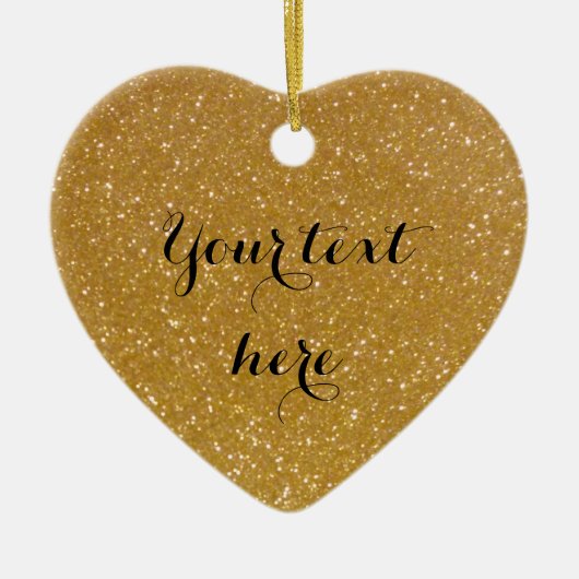 Goudglitter hartfoto Kerstboom ornament (Voorkant)