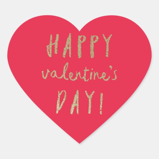 Goudglitter-hartkledij-valentijnsticker Hart Sticker (Voorkant)