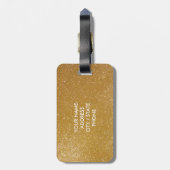 Goudglitter houdt kalm en sprankelt op bagagelabel (Achterkant verticaal)