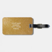 Goudglitter houdt kalm en sprankelt op bagagelabel (Achterkant horizontaal)