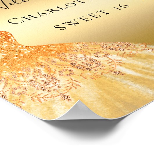 Goudglitter-kledingbloemen, fijn poster (Hoek)